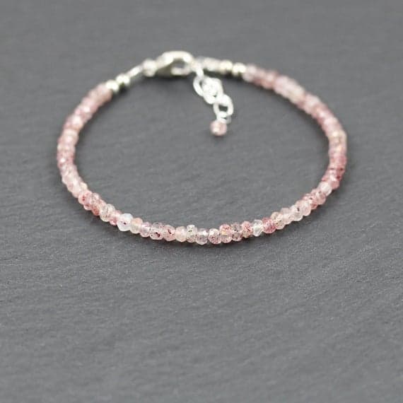 925 sterling Silver Wholesale 3.5mm stacking Pink Super Seven Melody  Bracelet Rondelle, Faceted 7" for mens, womens, gf, bf & Adult.