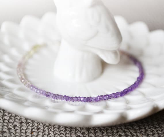 925 steling silver Personalized Gift 2.5 mm Stracking Multi amethyst and sapphire Bracelet Rondelle, Faceted 7" for mens, womens, GF, BF, Adults.