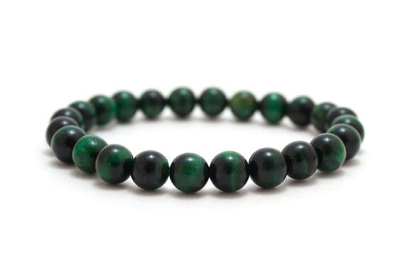Green Tiger Eye Bracelet/ Green Bead Bracelet/ Green Stone Bracelet/ 8mm Green Tiger Eye Code- WAR9027