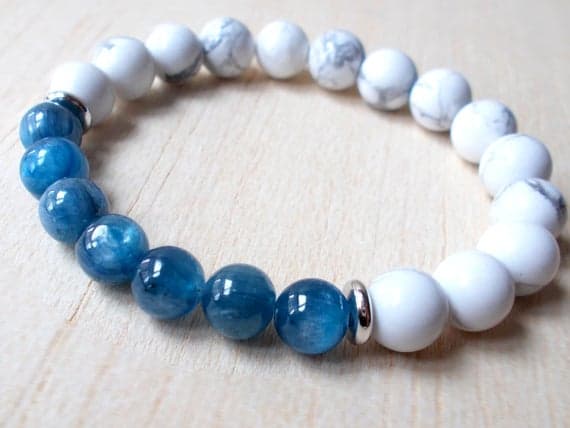 Kyanite Bracelet, Natural Blue Kyanite Jewelry, Kyanite Bead Bracelet, Womens / Mens Gemstone Bracelet, Stretch Yoga Bracelet, Healing Gifts 7-8mm Code- WAR6858