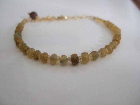 Mixed Yellow Faceted Sapphire, Taurus and September Birthstone, Bracelet  Sterling Silver 2-6mm Code- WAR6143