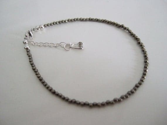Delicate Pyrite Bracelet with Sterling Silver 3mm  Code- WAR6138