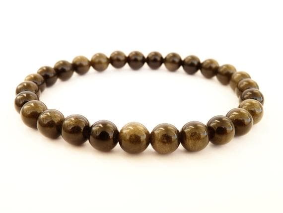 Obsidian Bracelet Gold Obsidian bracelets Mens bead black Bracelet Natural Gold Black Obsidian Bracelet Genuine Obsidian Beaded Bracelet 8mm  Code- WAR9145