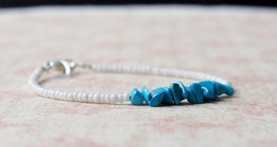 Turquoise Blue And White Bracelet, Seed Bead Bracelet, Stacking Bracelet, Beaded Bracelet, Minimalist Bracelet, Dainty Bracelet  Code- WAR9121