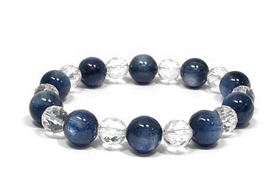 Dainty Slave Loose 8mm Multi Colour Blue Kyanite Stretchable Bracelet Round, Smooth 18cm for mens, womens, gf, bf and adults.