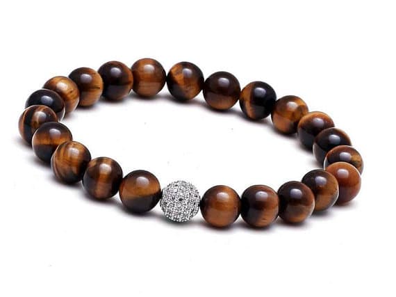 Artisan Loose 10mm Multi Colour Brown Tiger Eye Stretchable Bracelet Round, Smooth 18cm for mens, womens, gf, bf and adults.