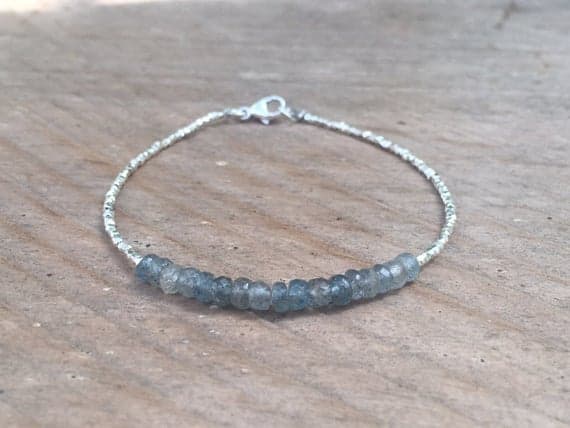 AAA++ Rare Quality Blue Sunstone and Karen Hill Tribe Silver Plated Bracelet , Orange Sunstone Beaded Bracelet 3 mm Code- TJH11