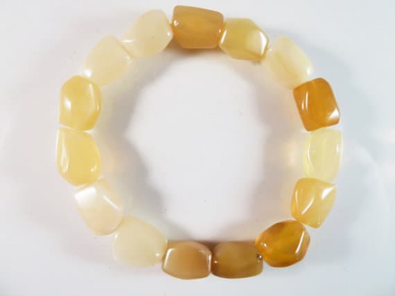 Anxiety Gemstone 8-10x12mm Stretchable Yellow African Yellow Opal Bracelet Nugget, Smooth 7" for mens, womens, gf, bf & Adult.