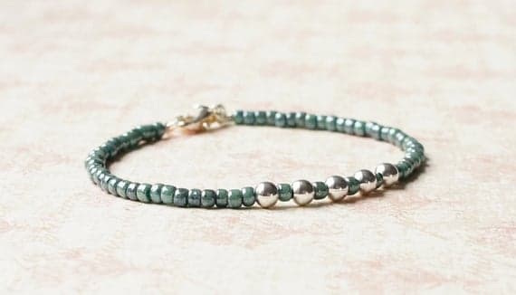 Turquoise Seed Bead Bracelet, Silver Beads Bracelet, Stacking Bracelet, Simple Bracelet, Beaded Bracelet, Minimalist Bracelet 3-6MM Code- WAR9114
