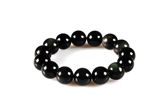Jewelry Energy 8mm Black Black Obsidian Stretchable Bracelet Round, Smooth 18cm for mens, womens, gf, bf and adults.