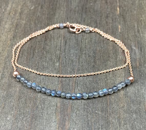 Layered bracelet delicate layered bracelet double bracelet layered gemstone bracelet layered gemstone labradorite bracelet delicate gemstone 3-4mm Code- WAR6730