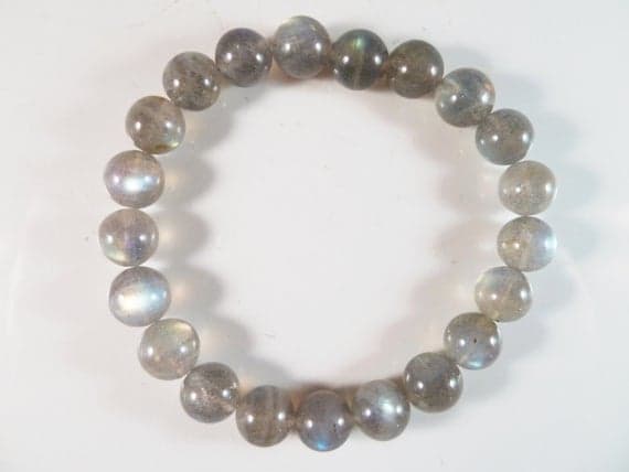 Wholesale 9mm Stretchable Gray Labradorite Bracelet Round, Smooth 7.5" for mens, womens, gf, bf & Adult.