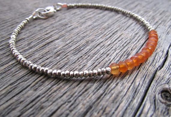 AAA++ Rare Quality Carnelian Bracelet, Hill Tribe Silver Plated Bracelet , Gemstone Bracelet, Vegan Bracelet, Boho Bracelet, Chakra Bracelet, Bead Stack Bracelet 3.5mm 7 inches Code- TJH445