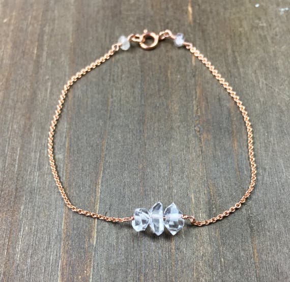 Herkimer diamond bracelet april birthstone bracelet herkimer diamond bracelet rose gold silver herkimer diamond bracelet april birthstone 6-8mm Code- WAR6728