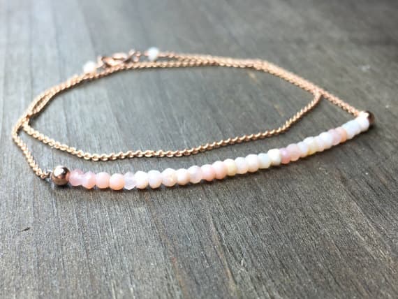 Pink opal bracelet / Peruvian opal bracelet / Opal wrap bracelet / Gift for her / Gift for wife / Gift for daughter / Gemstone bracelet 3-4mm Code- WAR6731
