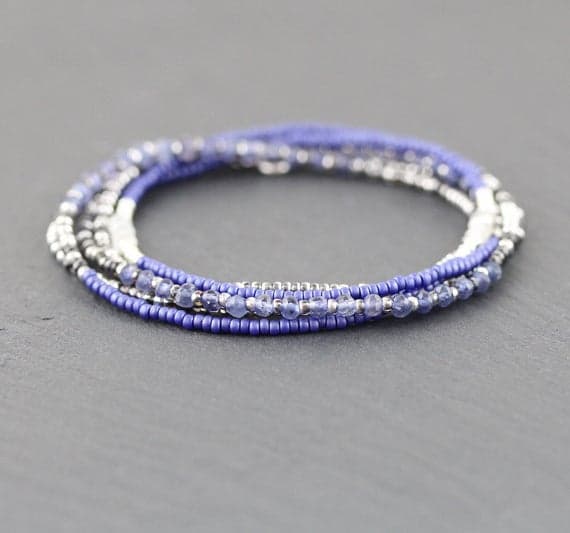 925 sterling Silver Rock Gift 3mm stacking Multi Iolite, Rainbow Moonstone & Miyuki  Necklace Rondelle, Smooth 16" for mens, womens, gf, bf & Adult.