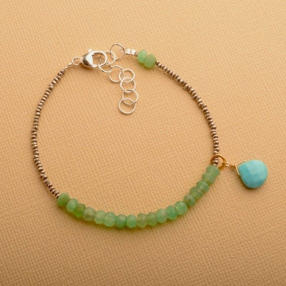 925 steling silver Natural 3-4 mm Stracking green Chrysoprase Bracelet Rondelle, Faceted 7" for mens, womens, GF, BF, Adults.