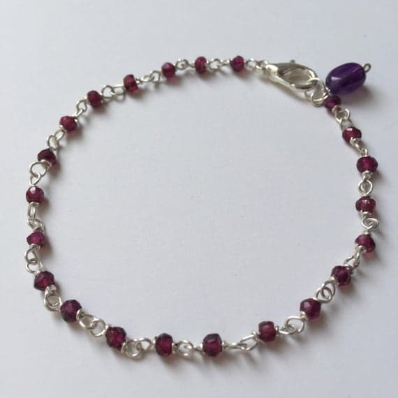 925 sterling Silver Grounding 3mm stacking Red GARENT Bracelet Rondelle, Faceted 7" for mens, womens.