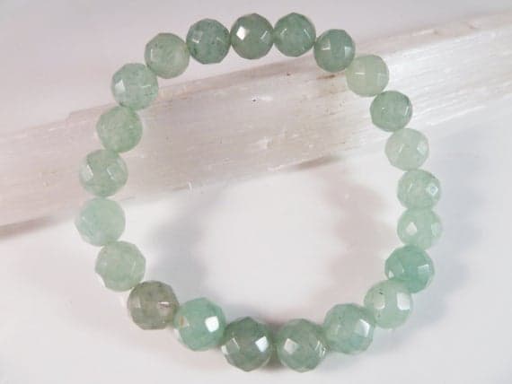 Positive Energy 8mm Stretchable Green Green Aventurine  Bracelet Round, Faceted 7" for mens, womens, gf, bf & Adult.