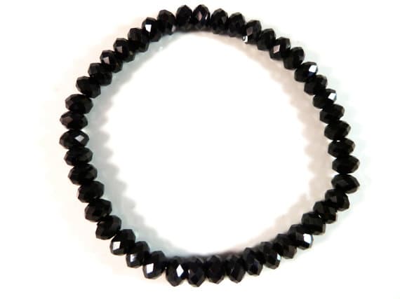Galaxy Jewelry 6mm Stretchable Black Black Spinel  Bracelet Rondelle, Faceted 7" for mens, womens, gf, bf & Adult.