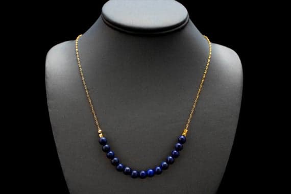 Blue Lapis Necklace/ Gold Lapis Necklace/ Lapis Lazuli Gold/ Gold Blue Necklace/ Blue Chain Necklace 3-6mm Code- WAR9064
