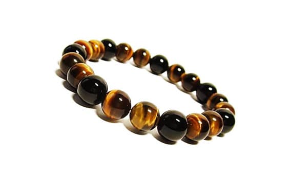 Anniversary Gift 10mm Multi Colour Tiger Eye Stretchable Bracelet Round, Smooth 18cm for mens, womens, gf, bf and adults.