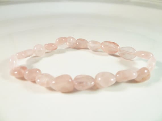 Bridesmaid Jewelry 7-9mm Stretchable Pink Madagascar Rose Quartz Bracelet Oval, Smooth 7" for mens, womens, gf, bf & Adult.