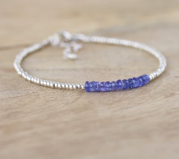 925 sterling Silver Galaxy Jewelry Silver Helling 3.5mm stacking Blue Tanzanite Bracelet Rondelle, Faceted 7" for mens, womens, gf, bf & Adult.
