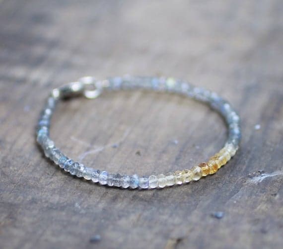 925 sterling silver Galaxy Jewelry 3mm Multi Colour Labradorite & Citrine  stacking Bracelet Rondelle, Faceted 18cm for mens, womens, gf, bf and adults.