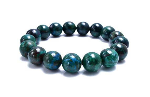 good luck gift 10mm Multi Colour Chrysocolla Stretchable Bracelet Round, Smooth 18cm for mens, womens, gf, bf and adults.