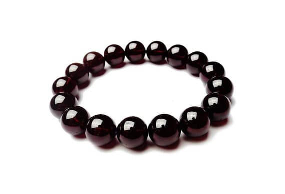 Personalized Gift 8mm Red Red Garnet Stretchable Bracelet Round, Smooth 18cm for mens, womens, gf, bf and adults.