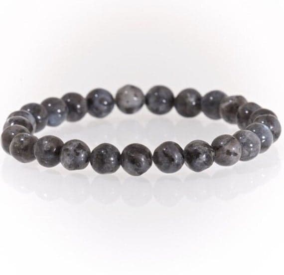 Rock Gift 4mm Gray Labradorite Stretchable Bracelet Round, Smooth 18cm for mens, womens, gf, bf and adults.