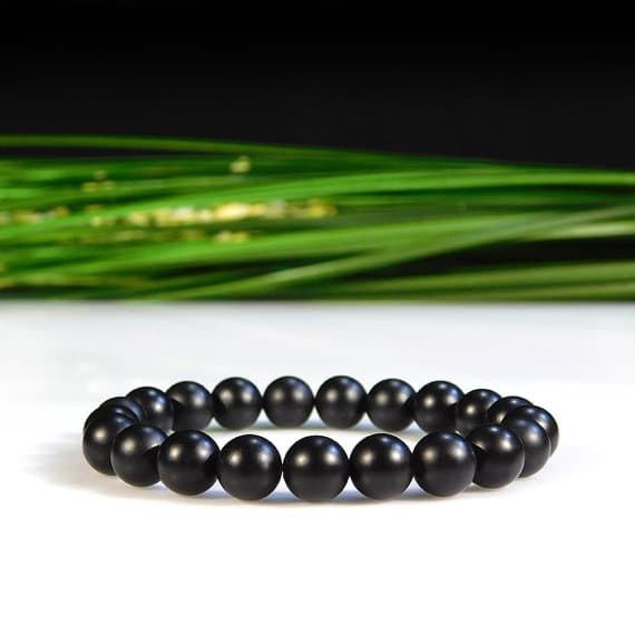 Super sale 8mm Stretchable Black Matte Onyx  Bracelet Round, Smooth 7" for mens, womens, gf, bf & Adult.