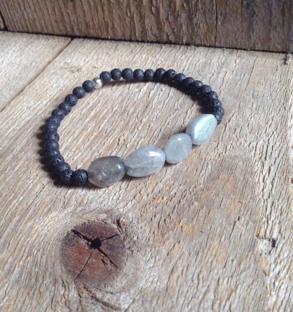 AAA++ Rare Quality Labradorite Bracelet/ Lava Stone Bracelet/ Stacking Bracelet/Aromatherapy/ Crystal Bracelet 5mm 7" Strand. Code- TJH249