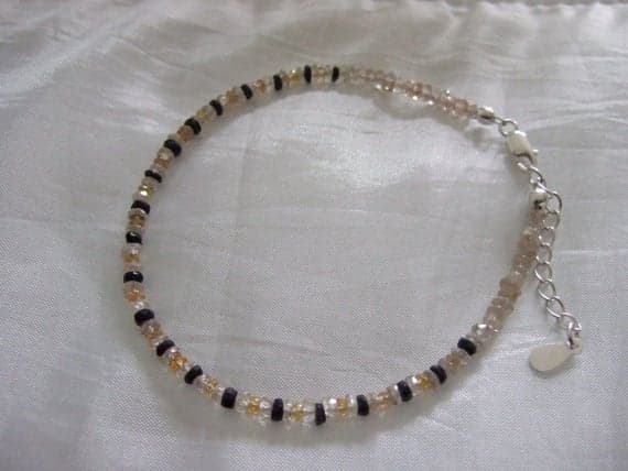 Blue and Yellow Faceted Sapphire and Zircon Gem Bracelet with Sterling Silver 3mm Code- WAR6162