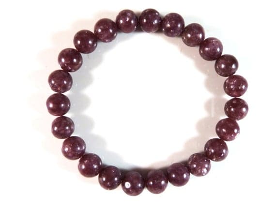good luck gift 8mm Stretchable Purple Purple Lepidolite  Bracelet Round, Smooth 7" for mens, womens, gf, bf & Adult.