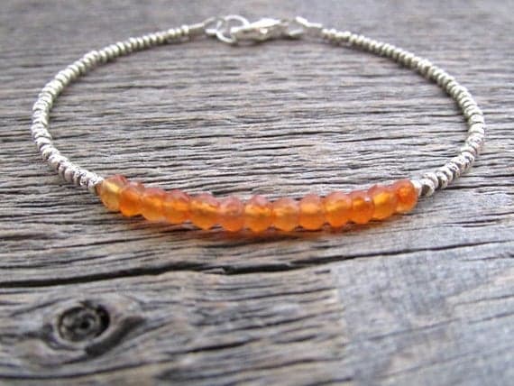 AAA++ Rare Quality Carnelian Bracelet, Hill Tribe Silver Plated Bracelet , Gemstone Bracelet, Boho Bracelet, Chakra Bracelet, Stack Bracelet, Carnelian Jewelry 3.5mm 7 inches Code- TJH373