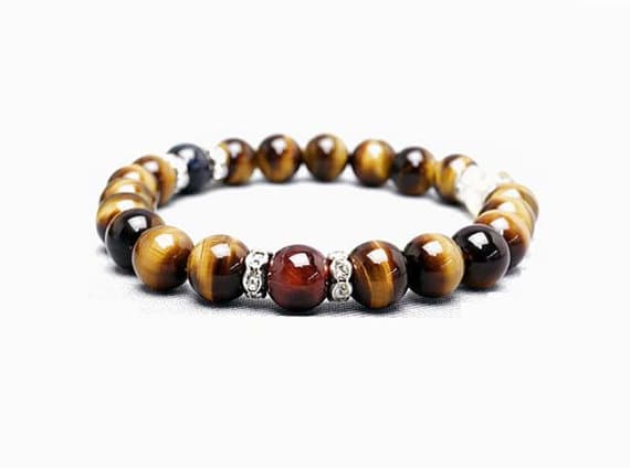 Empath Protection 10mm Multi Colour Mix Tiger Eye Stretchable Bracelet Round, Smooth 18cm for mens, womens, gf, bf and adults.