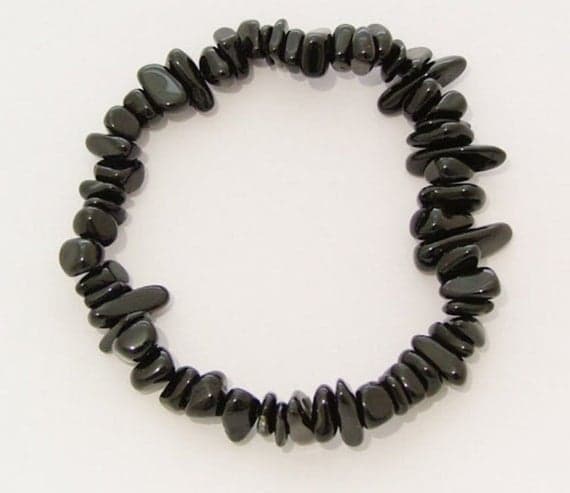 Dainty Slave Loose 5x8mm Black Black Tourmaline Stretchable Bracelet Fancy, Smooth 18cm for mens, womens, gf, bf and adults.