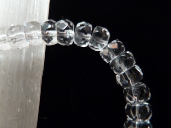 top quality 6mm Stretchable Clear Clear Quartz Crystal Bracelet Rondelle, Faceted 7" for mens, womens, gf, bf & Adult.