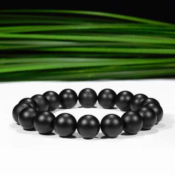 Wholesale 10mm Stretchable Black Matte Onyx Bracelet Round, Smooth 7" for mens, womens, gf, bf & Adult.