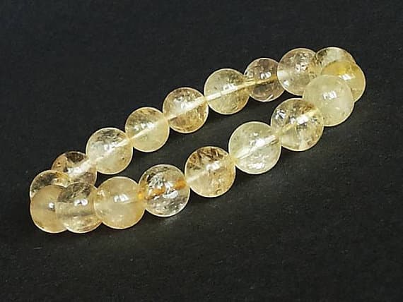 Galaxy Jewelry 10mm Yellow Citrine Stretchable Bracelet round, Smooth 18cm for mens, womens, gf, bf and adults.