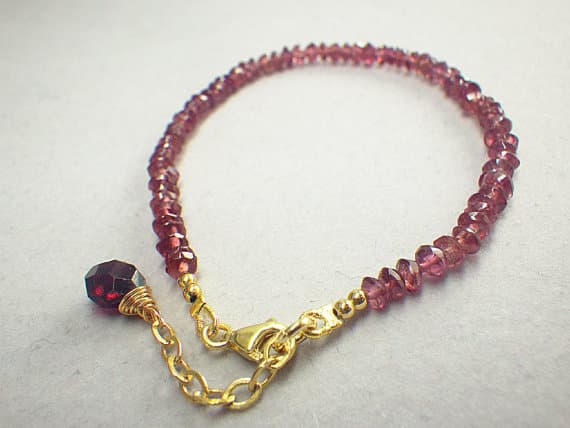 AAA++ Rare Quality Rhodolite Garnet bracelet ! Rhodolite Garnet rondelles and briolette, Gold  filled chain and clasp, Minimalist ,Stacking bracelet 2- 3mm Code- TJH109