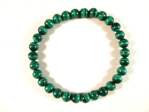 top quality 6mm Stretchable Green Malachite Bracelet Round, Smooth 7" for mens, womens, gf, bf & Adult.