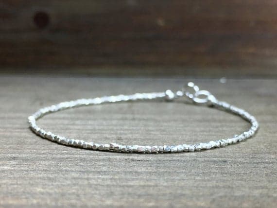 Silver beaded bracelet delicate silver beaded bracelet hill tribe silver beaded bracelet finesilver beaded bracelet silver beads bracelet 2mm Code- WAR6726