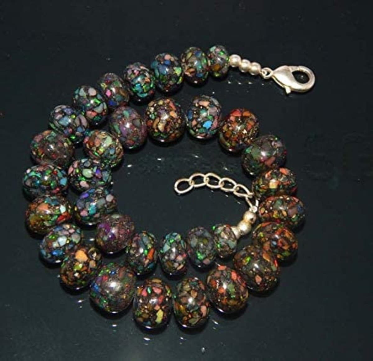 Gemstone 5-15 mm Black Ethiopian Opal Smooth Beads Rondel Beads Necklace Big Black Opal Beads 16 inch Strand Code-MVG-46961